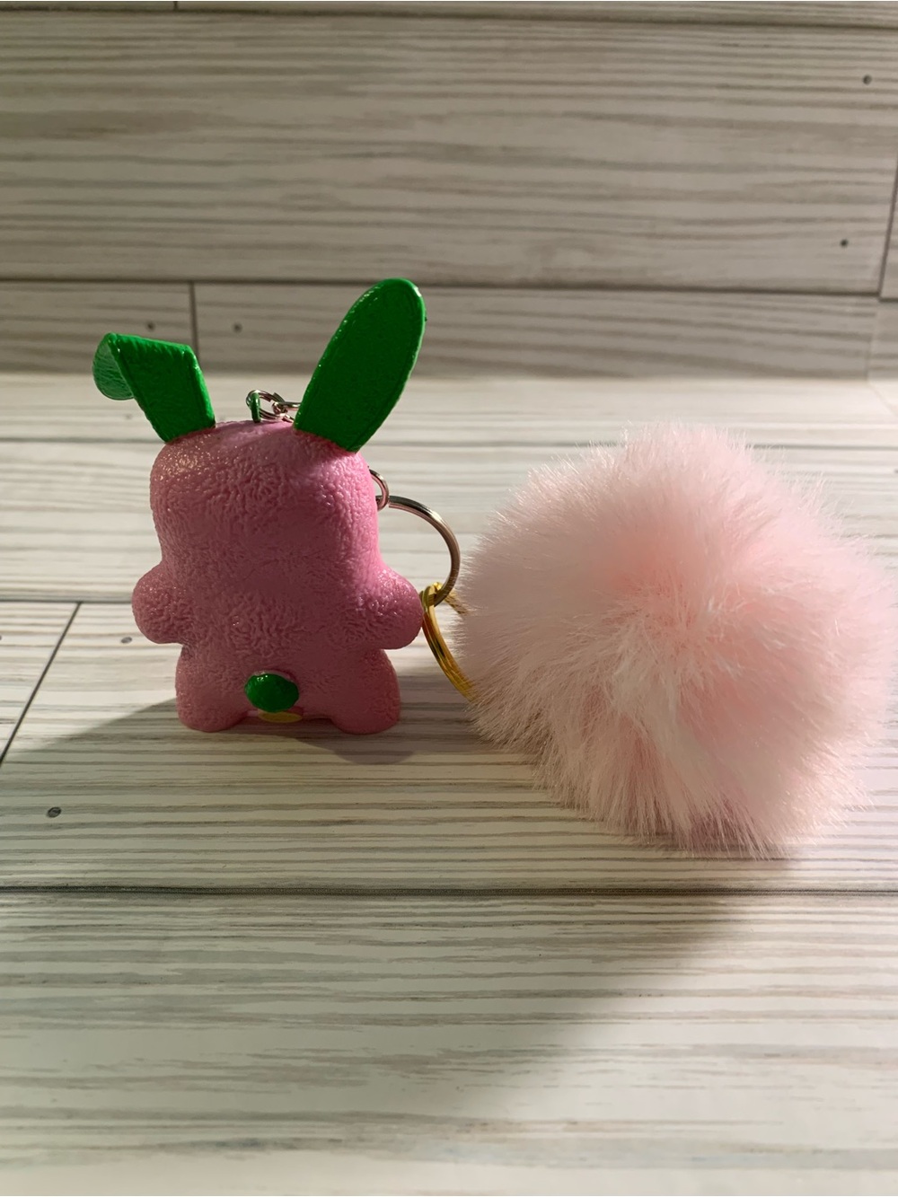 NWOT Fuggler Pink Bunny Keychain with Fluffy Pom Pom - Kids Toy Accessory - Picture 4 of 4